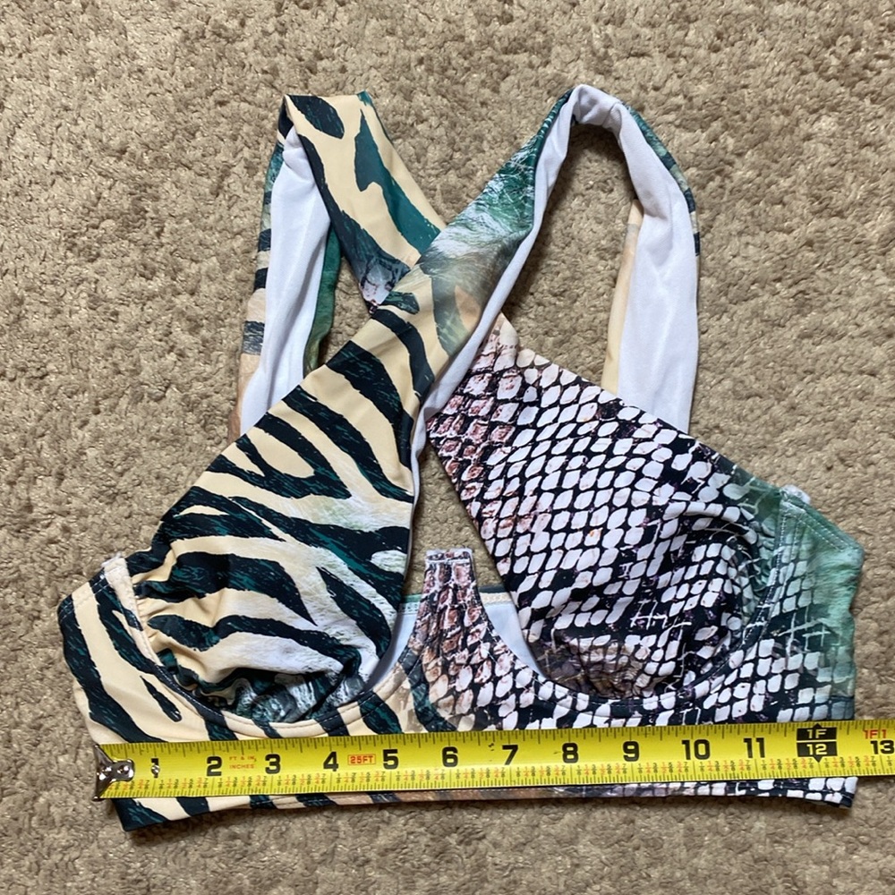 Shein Zebra Stripe & Snakeskin Push Up Bikini Top S - Picture 4 of 7